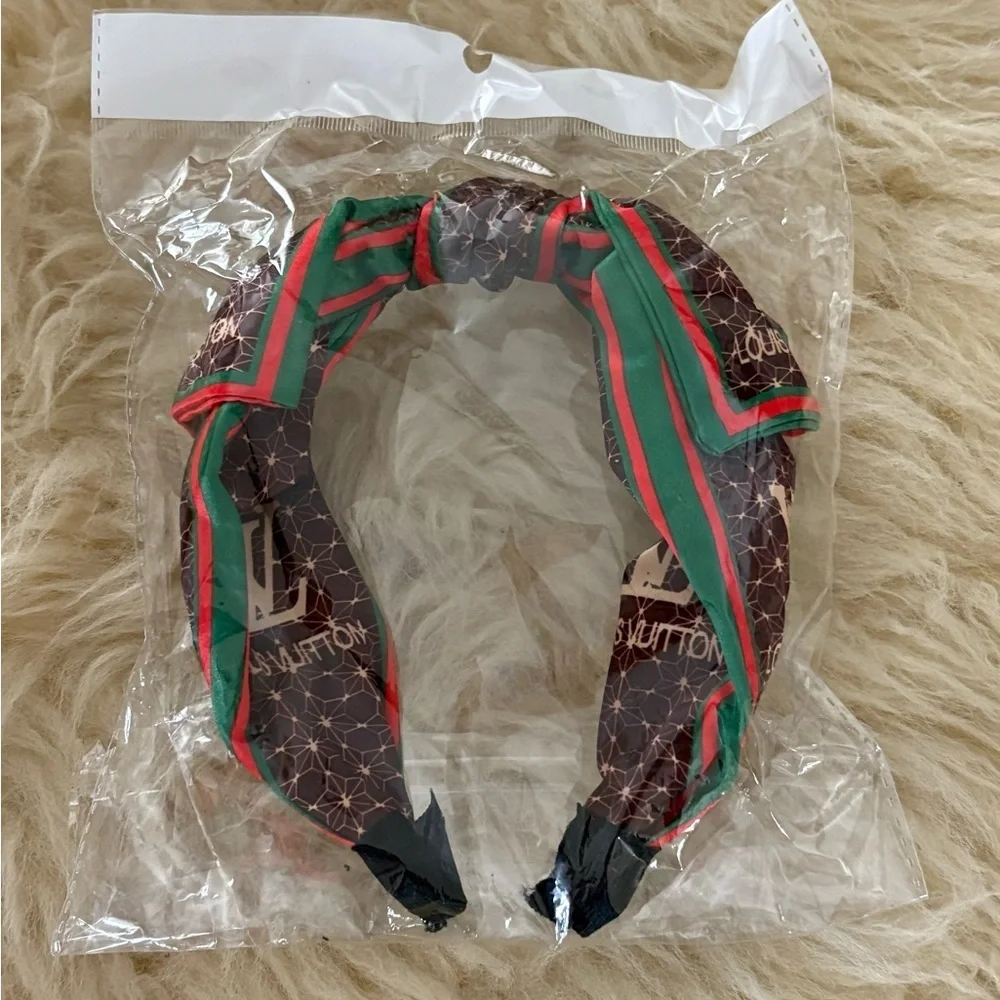 NWT Louis Vuitton Brown and Green Hairband